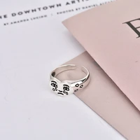 hot creative cry face rings for women new trendy fashion female resizable ring jewelry ladies bar night club jewelry gifts