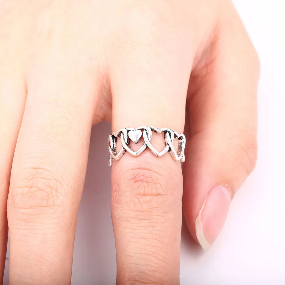 

Adjustable Hollowed-out Heart Shape Open Ring 925 Sterling Silver Infinite Love Rings for Lovers Fine Jewelry Fashion Love Ring