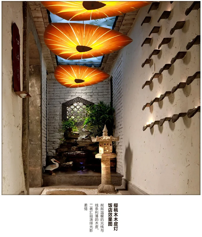 Деревянный шпон Юго-Восточная Азия светодиодная Подвесная лампа подвесной