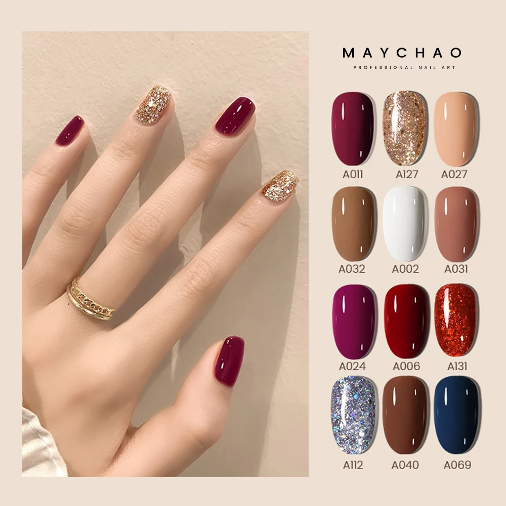 

MAYCHAO 2/3PCS 7.3ml UV Gel Nail Polish Kit Colorful Nail Lacquer Top Coat Set Toenail Soak Off Semi Permanent Art Nail Varnish
