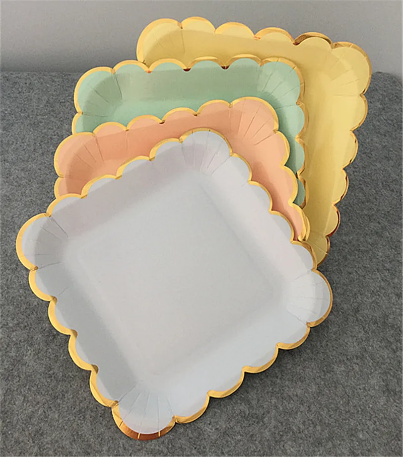 24 шт. квадратные обеденные тарелки из фольги 23 см|Одноразовая посуда для