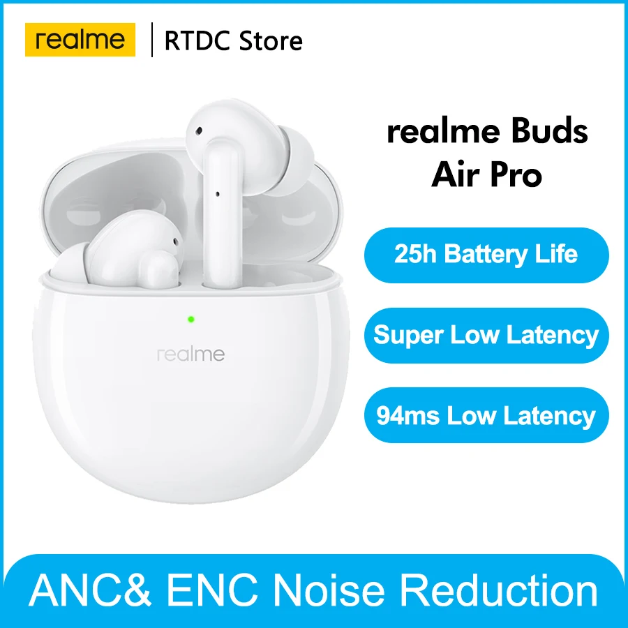 Беспроводная гарнитура realme Buds Air Pro, наушники с активным шумоподавлением и драйвером, 10 мм 