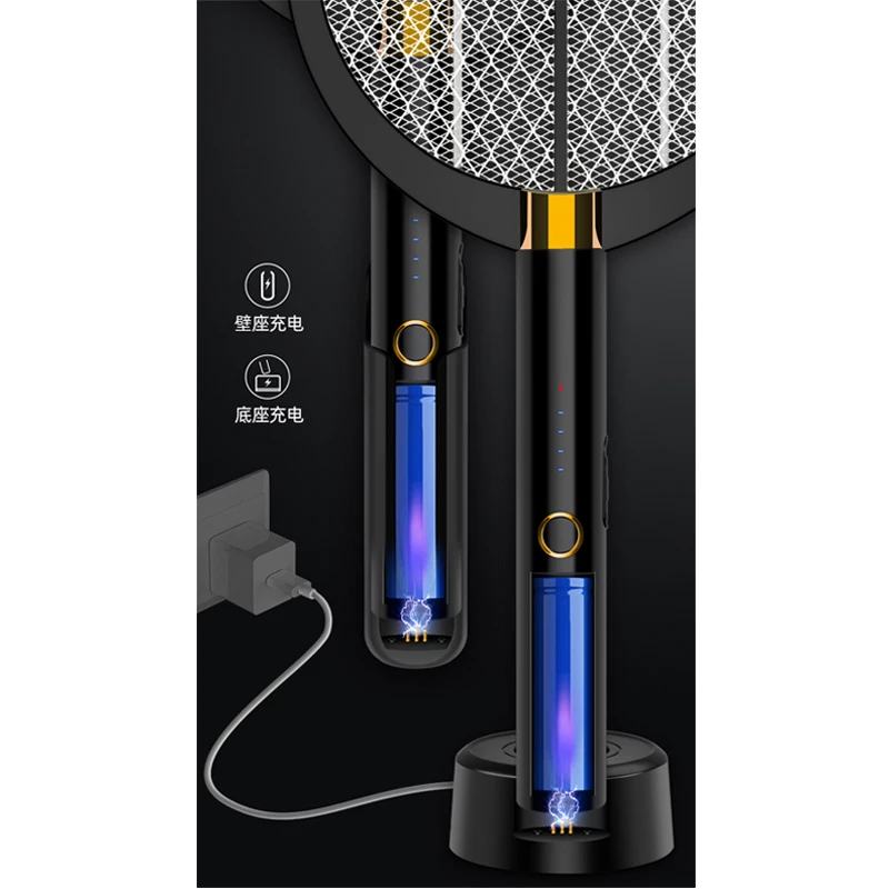 

3 IN 1 LED 3000V Mosquito Killer Lamp USB Rechargeable Electric Insect Killer Fly Swatter Trap Anti Mosquito Flies In/Outdoor