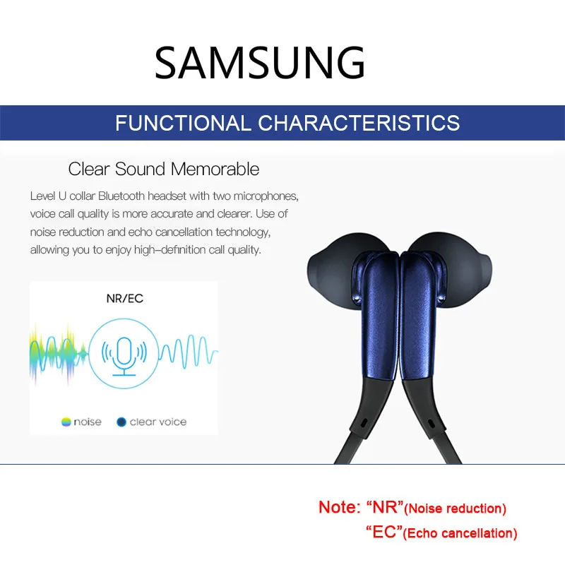 Оригинальная Беспроводная bluetooth-гарнитура samsung level u 4 1 с микрофоном Спортивная