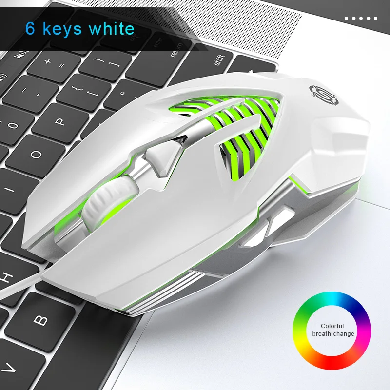 Q1 6 Buttons Metal Gaming Mouse For Desktop Notebook Latop PC Gamer Mouse Breathing Light Ergonomics USB Wired Mouse images - 6