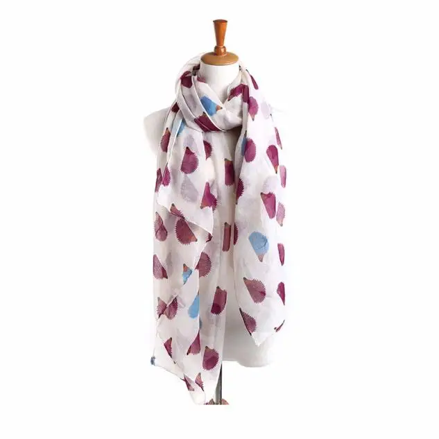 Женский милый шарф с рисунком ежа Женская Повседневная Длинная Солнцезащитная