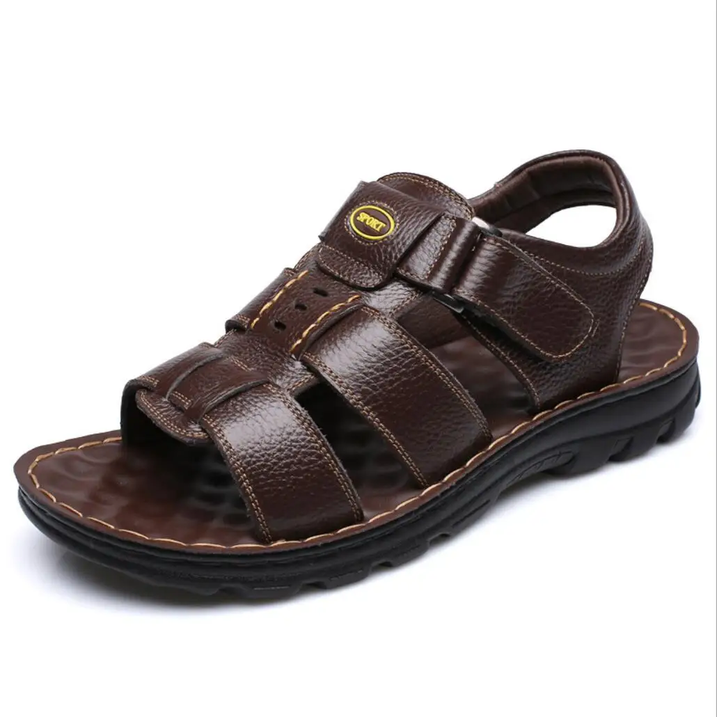 Сандалии мужские из натуральной кожи мягкие Босоножки с открытым носком удобная