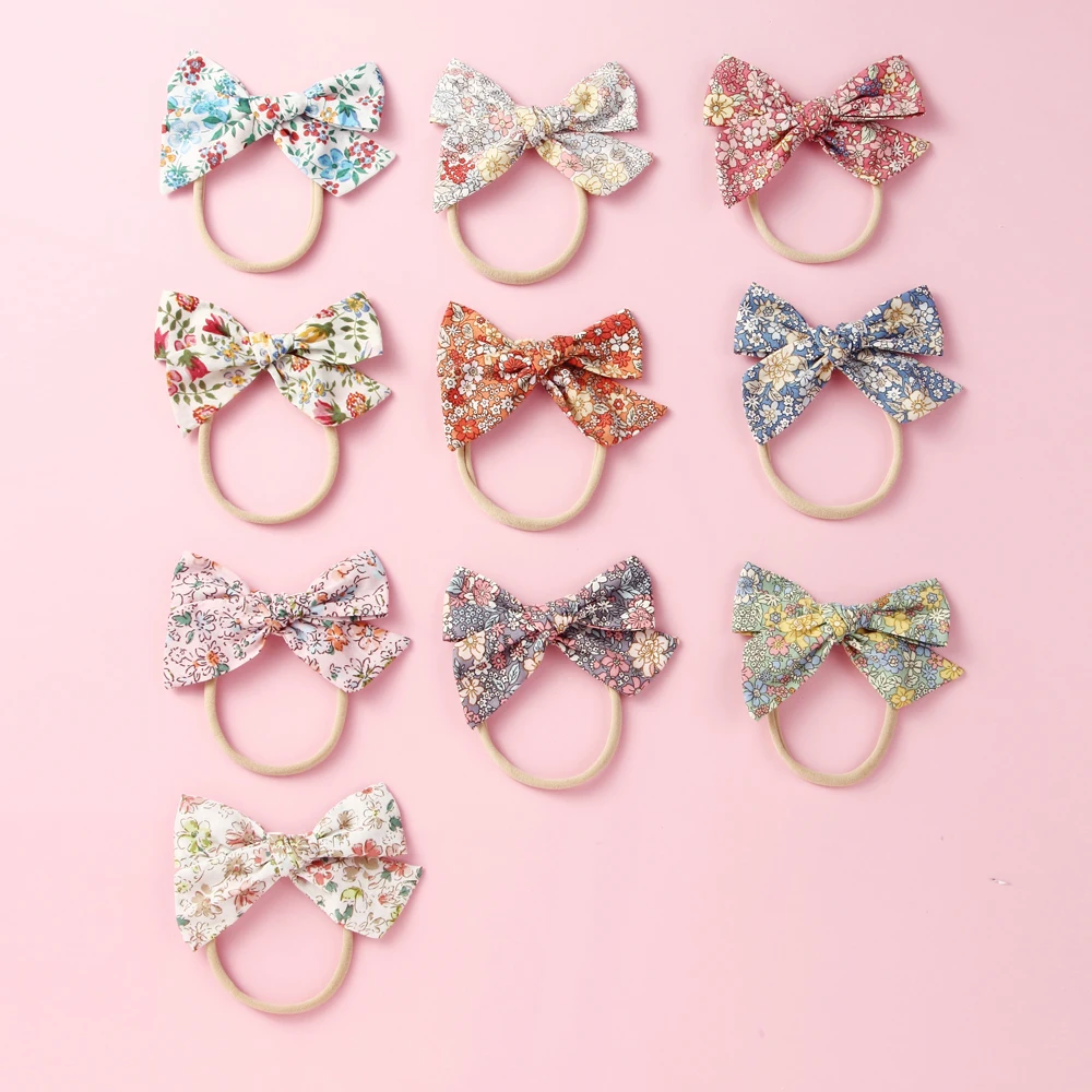 Повязка на голову с бантом лента для волос маленьких девочек эластичная цветами