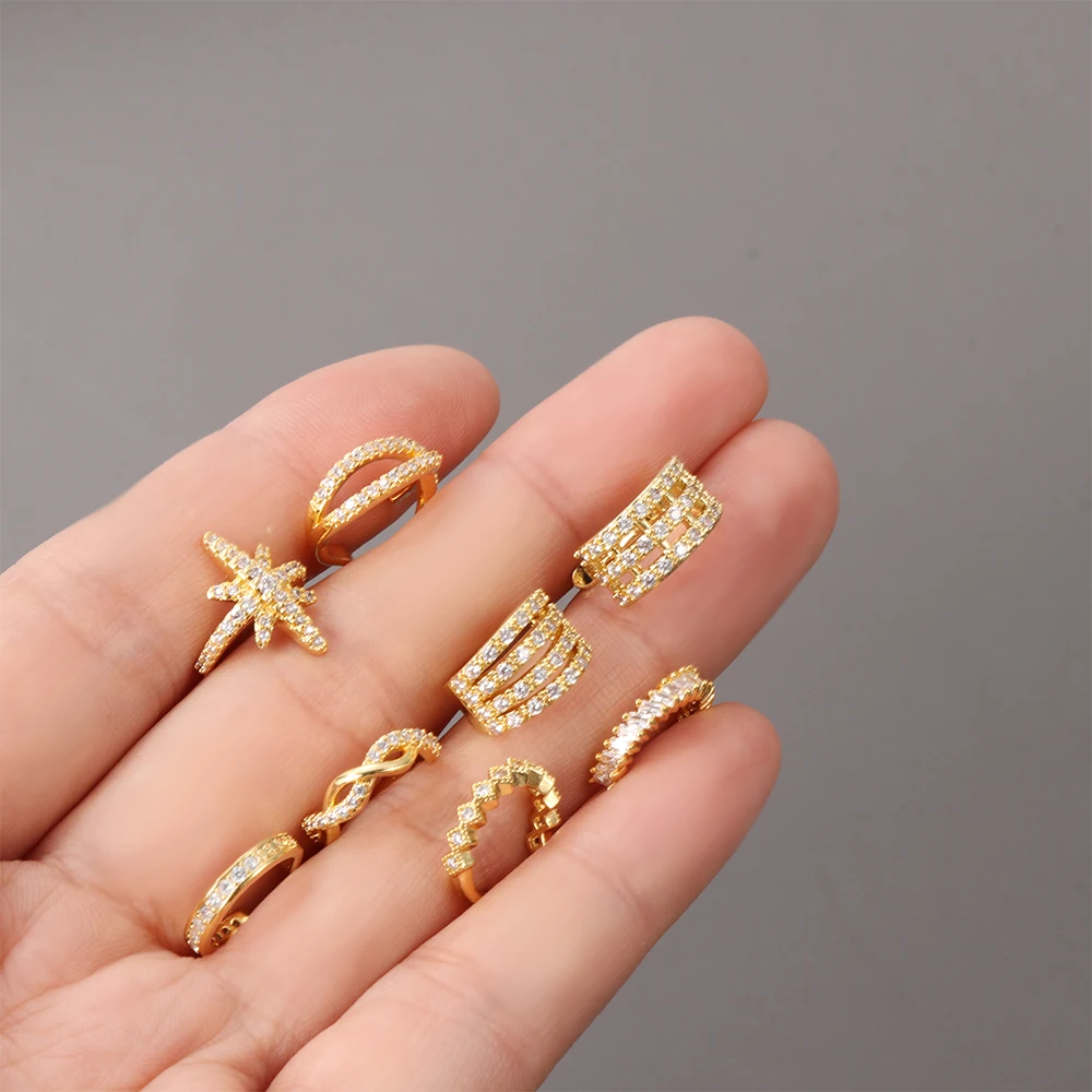 Регулируемые каффы для ушей без пирсинга с фианитами серьги клипса хрящевой