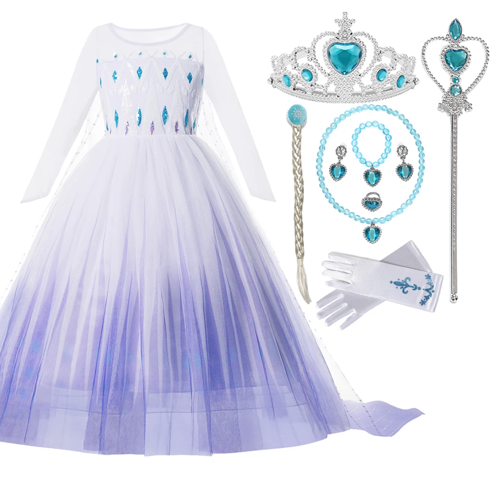 

Elsa Girls Dress Princess Dresses Disney Kids Dresses for Girls Children Clothing Anna Elsa Party Snow Queen Cosplay