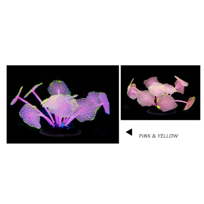 

2 Pcs Leaves Silicone Glowing Artificial Fish Tank Aquarium Coral Plants Underwater Ornament Fish Tank Aquarium Decor