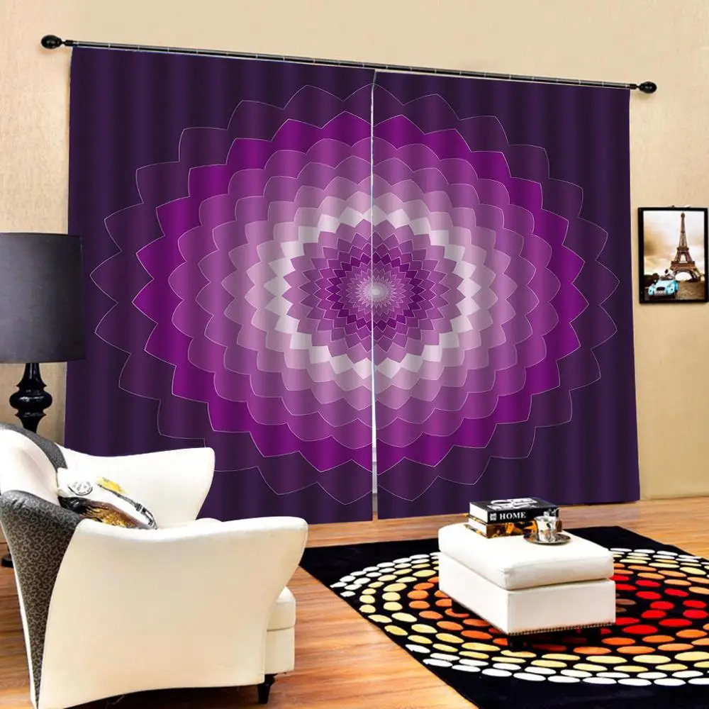 Фиолетовые тона абстрактные красочные мозаичные цветочные шторы для гостиной