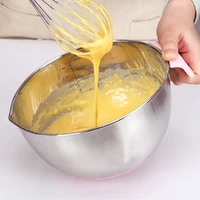 chefmad pink stainless steel mixing bowl egg mixing salad bowl cooking bowl handle silicone bottom baking kitchen tool