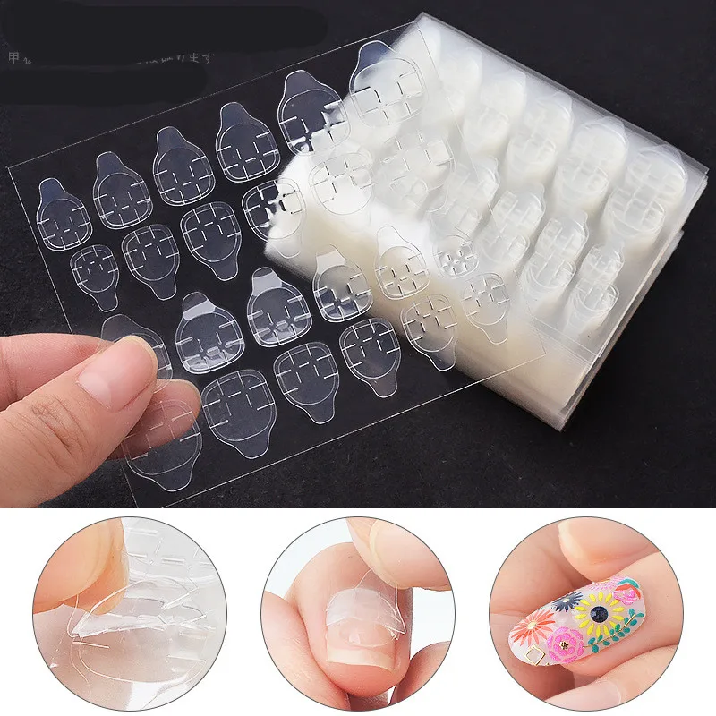 

10pc/set Double Sided Transparent Nail Tips Waterproof Self Adhesive Tapes Stickers False Art Extension Glue Manicure Tools