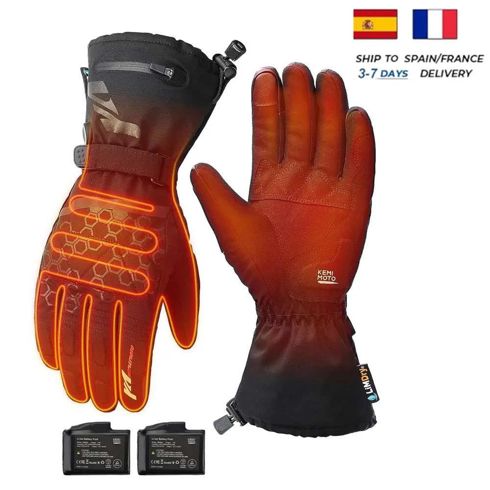 Motorcycle Electric Heating Gloves Rechargeable Battery Gloves Windproof Skiing Glove Snowmobile Women Men Warm Anti-Cold