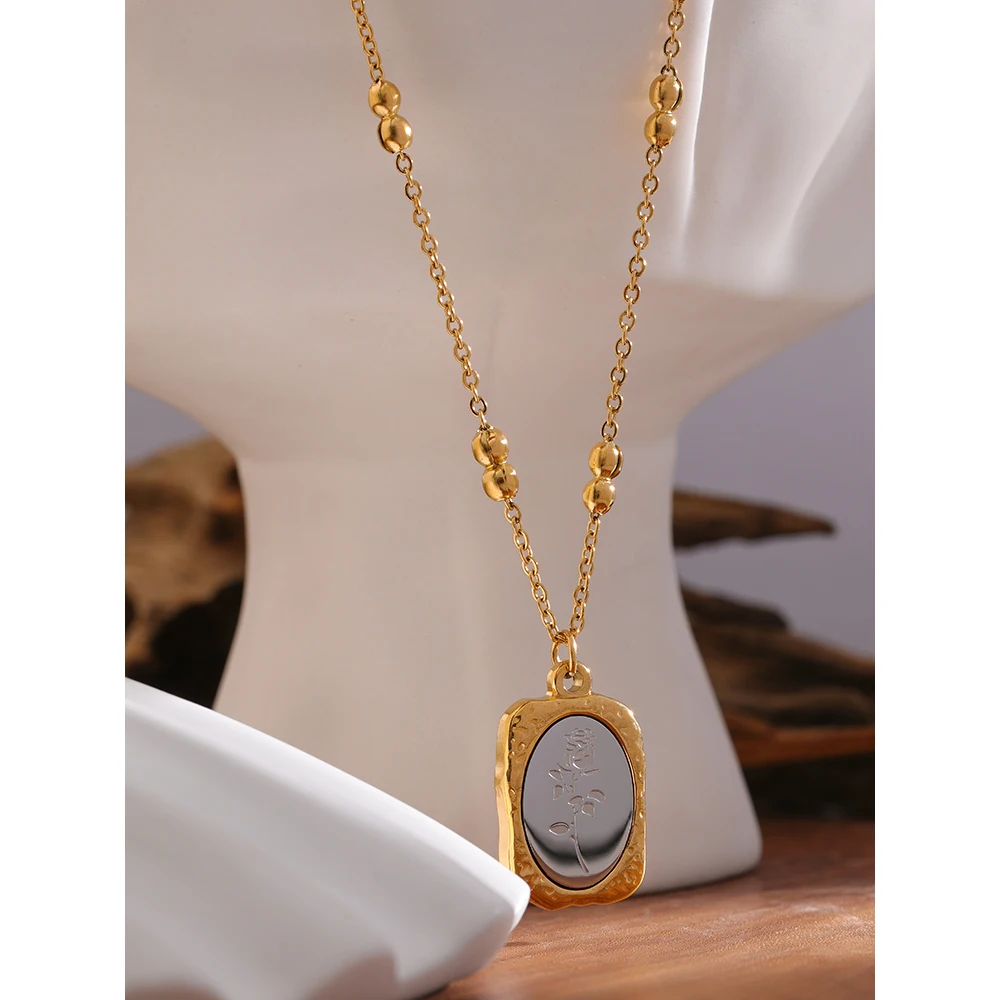 Женское Ожерелье с квадратным кулоном из нержавеющей стали |