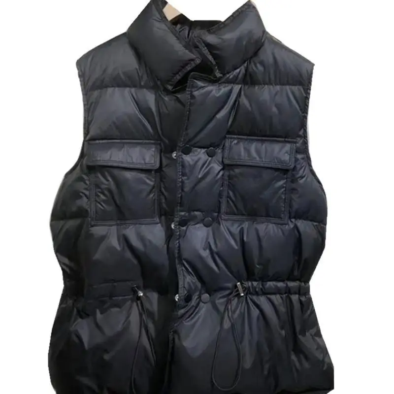 

White Duck Down Jacket 2021 New Style Fashion Stand-up Collar Waist Thin Light Down Jacket Vest Women