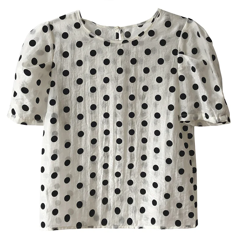 

Short Sleeve Polka Dot Blouse Women's 2020 Summer Bubble Sleeve Top Thin Tops