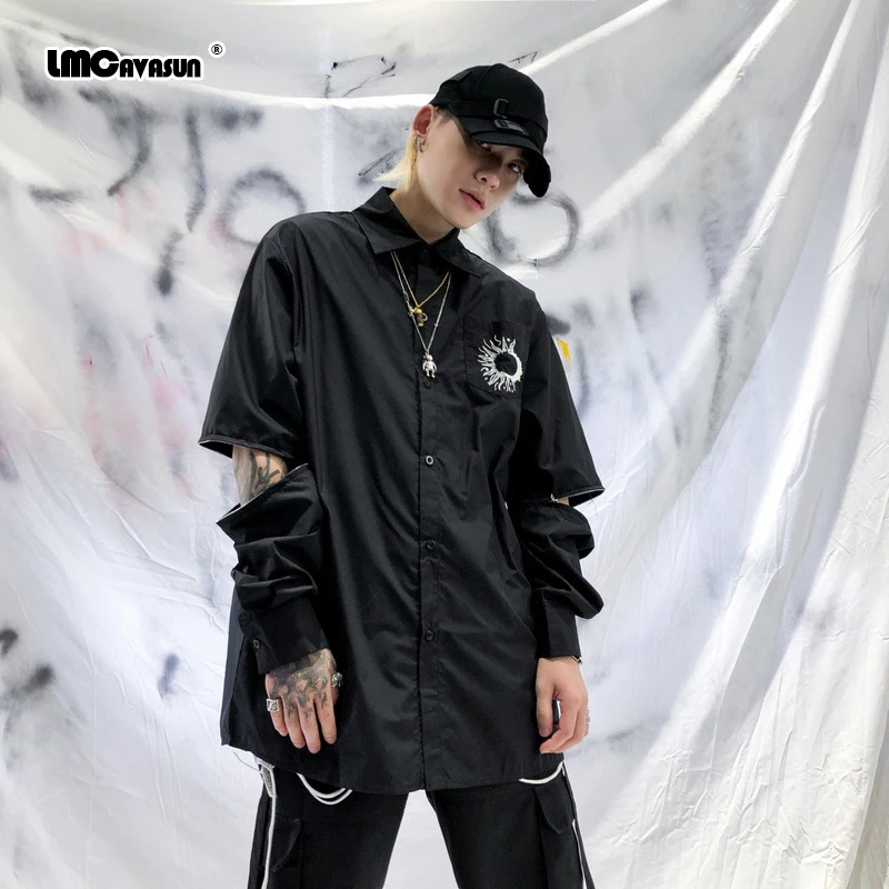 

LMCAVASUN Character Printing Long-Sleeved Shirt Men's japanese fashion loose Preppy Style designer shirts 0170