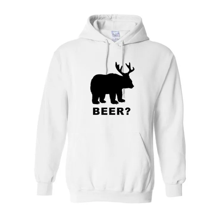 Зимняя мужская толстовка с капюшоном Bear + Deer = Beer свитшот приталенный пуловер