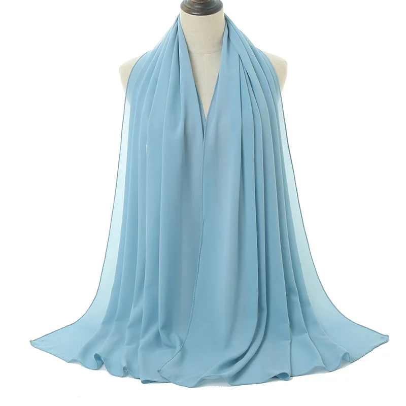 

European and American fashion multicolor new high-quality pearl chiffon Malaysia style pleated Baotou ladies headscarf breathabl