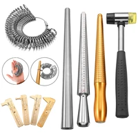 10 styles measuring stick ring metal enlarger stick mandrel handle hammers ring sizer finger for jewelry making measuring tools