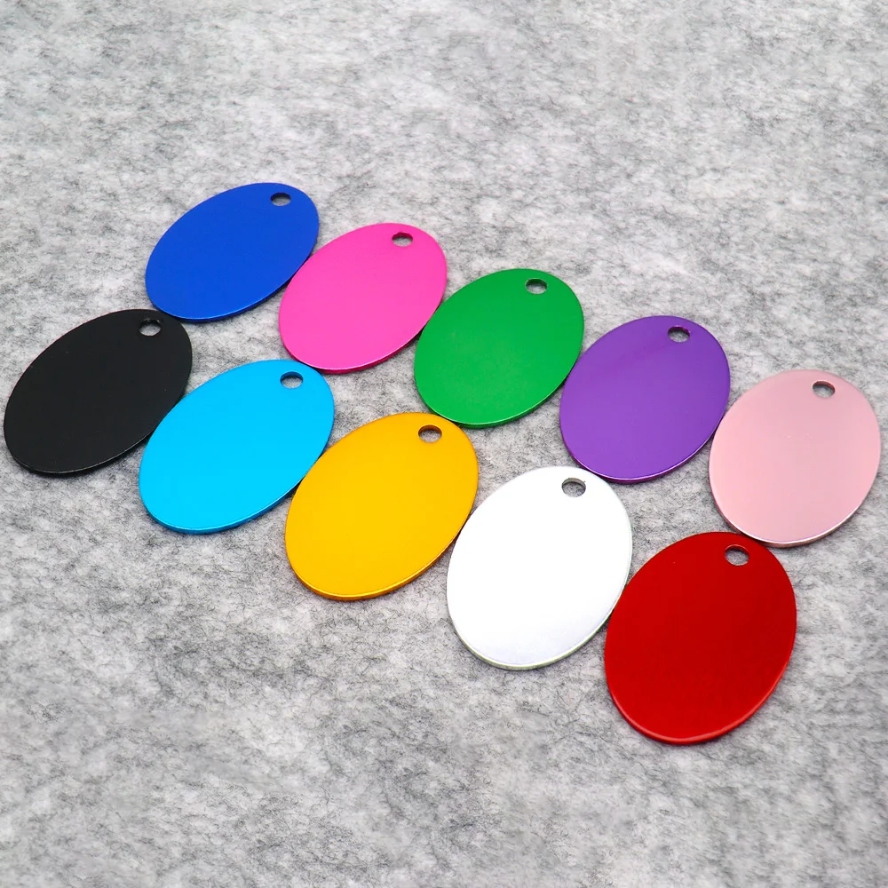 

Wholesale 100Pcs Oval Pets ID Tag KeyChain Personalized Name Phone ID Customized Key Chain for Pet Dog Anti-lost Accessories