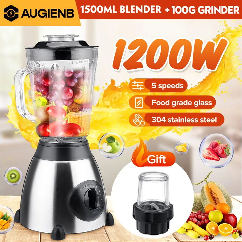 

1200W 1.5L 2 in 1 Fruit Vegetables blenders Cup Home Kitchen Food Processor BPA FREE Electric Juicer Ice Smoothie Mixer Machine