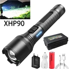 Мощный светодиодный фонарик XHP90 с механическим зумом, суперъяркий тактический Водонепроницаемый фонарик с 5 режимами, перезаряжаемый от USB фонарь 18650