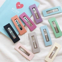 solid color scrub resin hair clips geometric hollow square hairpins barrettes women girl hair accessories