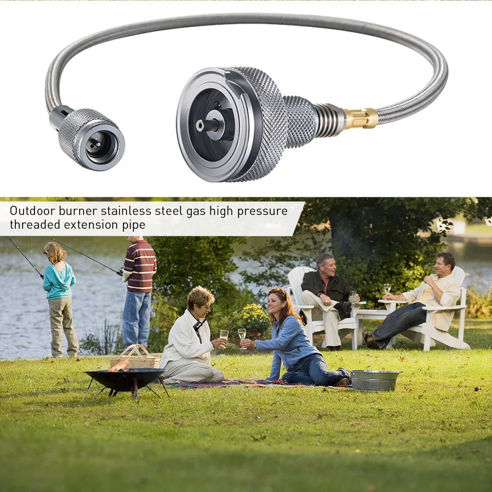 

Outdoor Camping Gas Stove Adaptor Extension Tube Split Type Furnace Converter Connector Aluminum Alloy Auto-Off Adapters Accesso