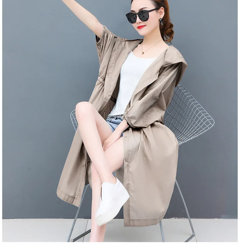 #5315 солнцезащитное пальто женская тонкая Летняя асимметричная ветровка женское