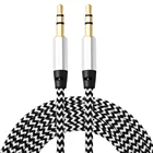 Нейлоновый Aux-кабель, 1 м, аудиокабель с 3,5 мм на 3,5 мм, штекер Папа-папа, золотой разъем, автомобильный Aux-кабель для iphone, Samsung, xiaomi