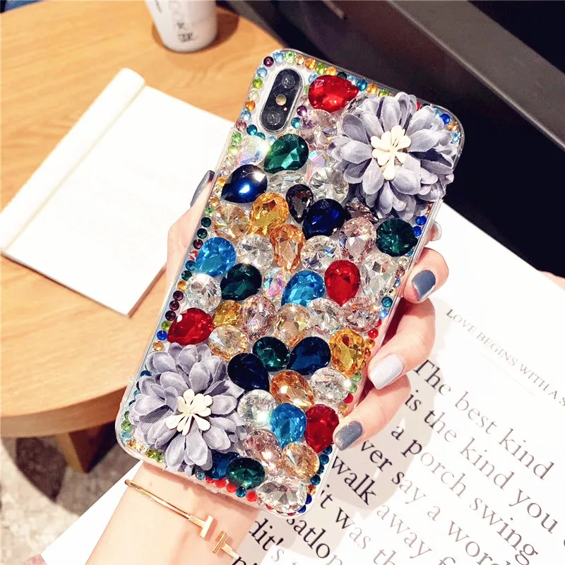 Luxury 3D Color Diamond Case Rhinestone Bling Phone Cover Fundas Coque For Samsung j3 j5 j7 2016 2017 Prime j4 j6 j8 2018 | Мобильные