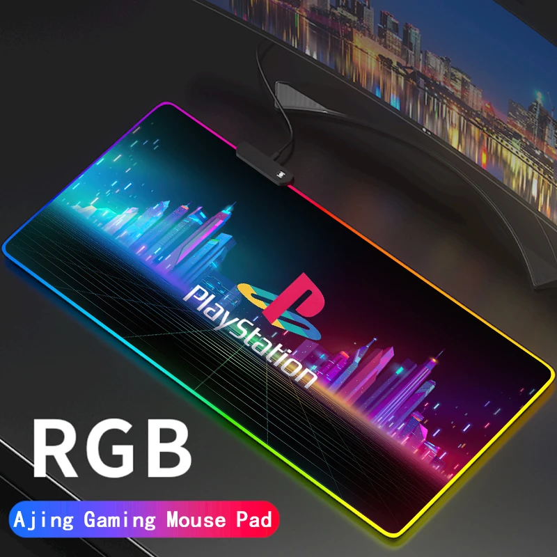 

RGB Playstation City Abstract Art PS5 Gaming Mouse Pad Rubber Fabric Table Mat Personalized RAZER Customized PC Carpet