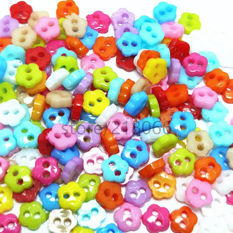 

suoja 500pcs/lot Mixed 6mm Mini Tiny Plastic Flower Buttons Sewing 2 Holes Button Embellishments Scrapbooking Cardmaking
