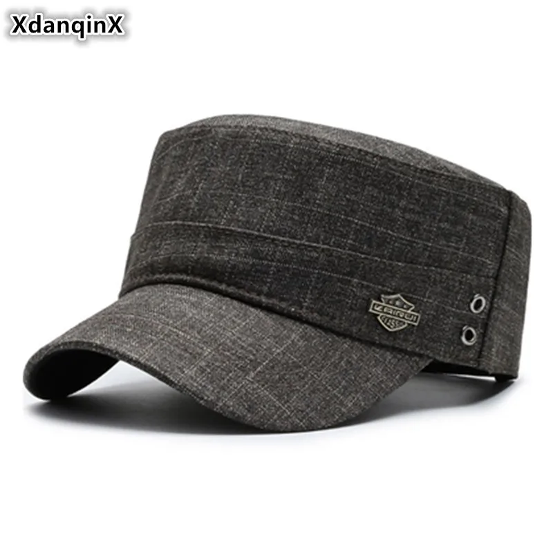 

XdanqinX Snapback Cap Adult Men's Army Military Hat Men Flat Cap Adjustable Size Fashion Cotton Sports Caps New Dad's Brand Hats