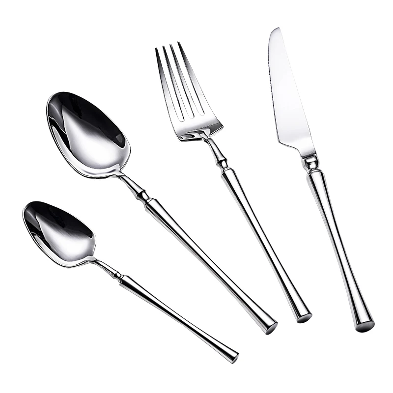 24 unids/lote comida coreana cuberteria portatil 304 cuchillo de mesa acero inoxident S poon tenedor juego vajilla oro|Столовые