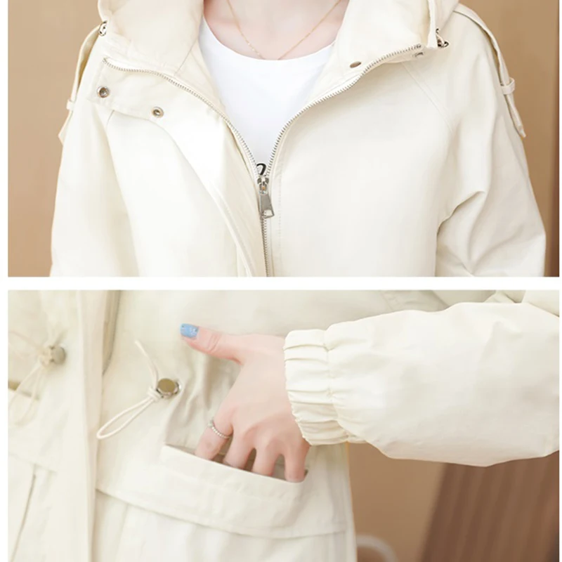 

Nice New Autumn Women Jacket Casual Basic Coat Pocket Zipper Jackets Long Sleeve Female Windbreaker Loose Hooded Outwear Tops