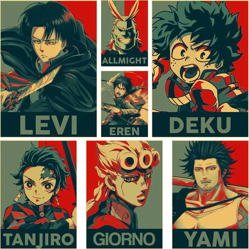 Постеры с классическими персонажами аниме украшение для дома наклейки на стену