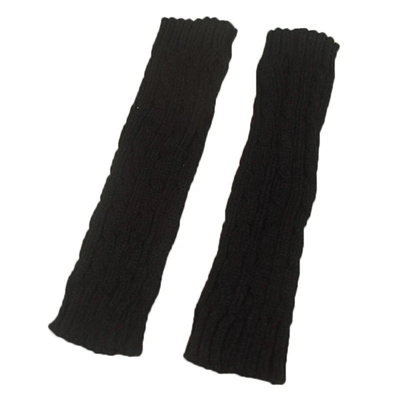 winter warm Women Wool Mitten solid Fingerless Gloves Hand Warmer Winter Arm Crochet Knitting Faux Gants Femme |