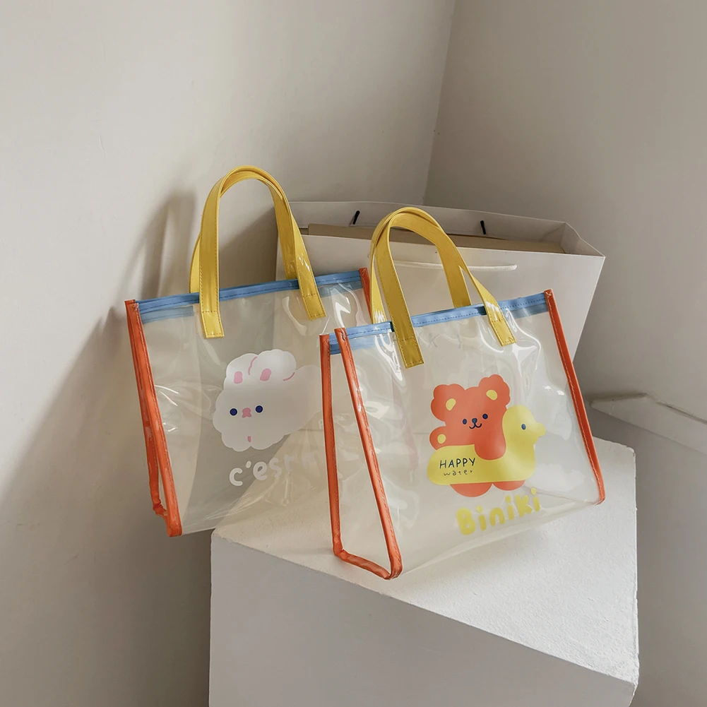 

Kawaii Jelly Clear Bag Transparent Women's Top handle Bag Trend 2021 Beach Female Luxury Handbag Travel Shopper High Quality New