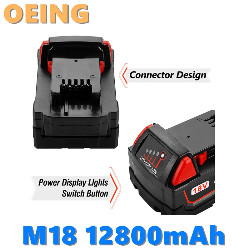

NEW EST 18V 12800mAh Li-ion Tool Battery for Milwaukee M18 48-11-1815 48-11-1850 2646-20 2642-21CT Repalcement M18 Battery