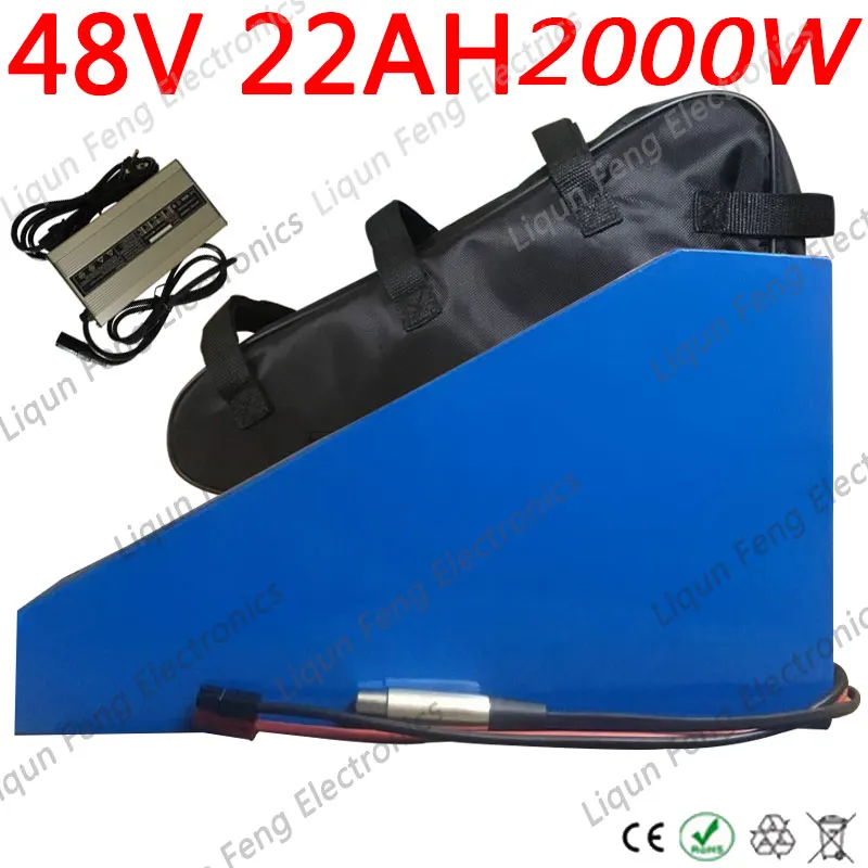Треугольная литиевая батарея для электрического велосипеда 48 в 22 Ач 1500 Вт с