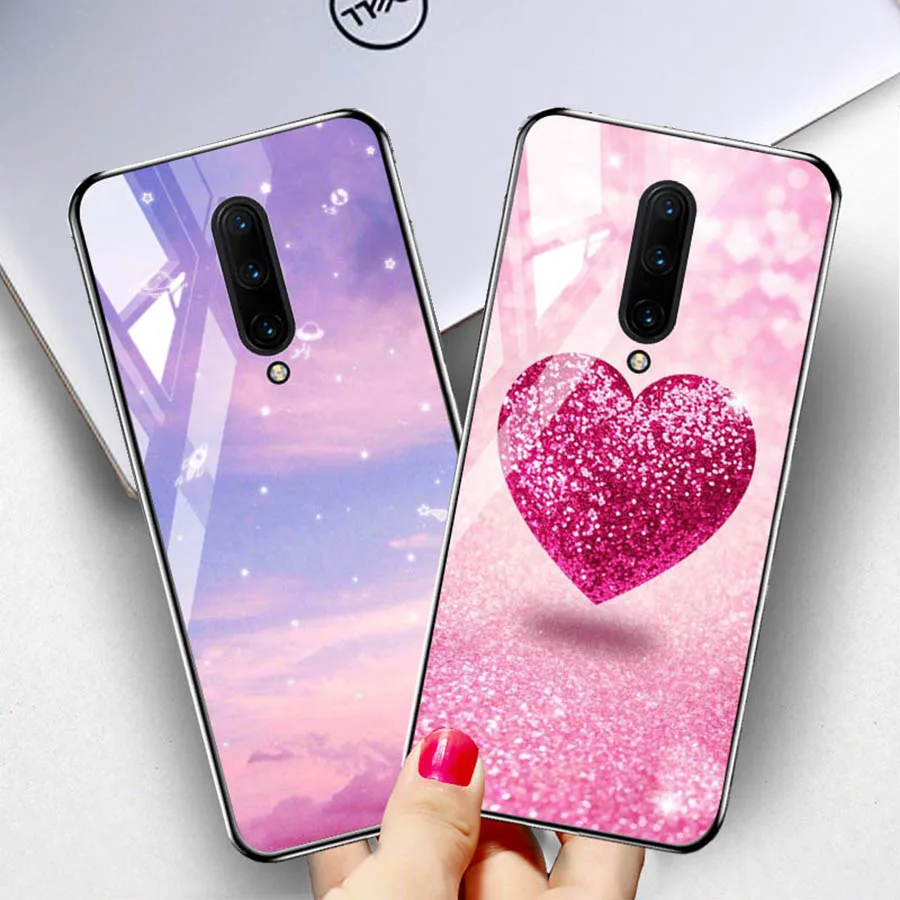 Чехол из закаленного стекла для oneplus 7 pro Жесткий ПК цветные Чехлы 1 + чехол