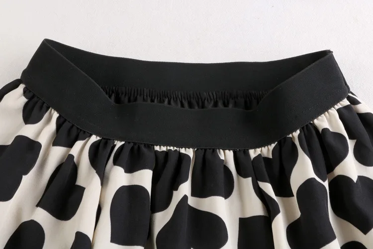 Осенне-зимняя юбка с принтом в виде сердечек Хлопковая эластичной резинкой на