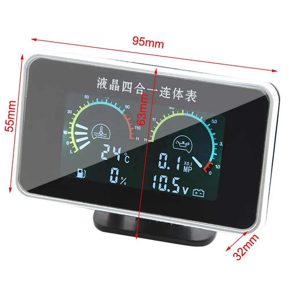 Цифровой прибор для измерения температуры воды и топлива 4 дюйма 12 В 24 + Датчик 10