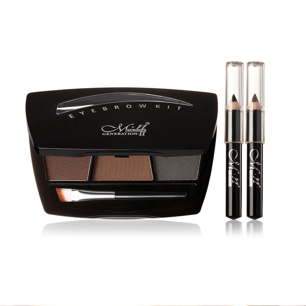 Трехцветная пудра для бровей плюс карандаш натуральные трехмерные