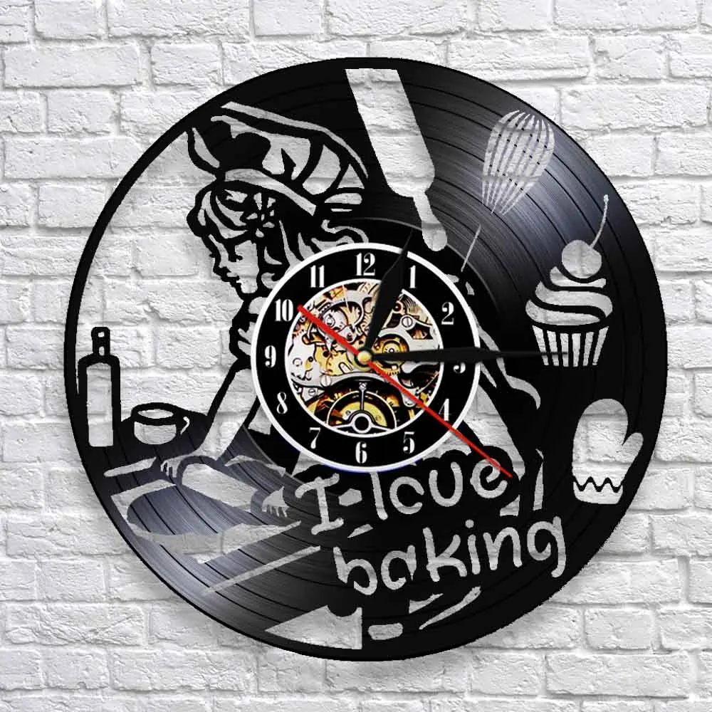 Настенные часы с надписью I Love выпечки декоративные кухонные художественный