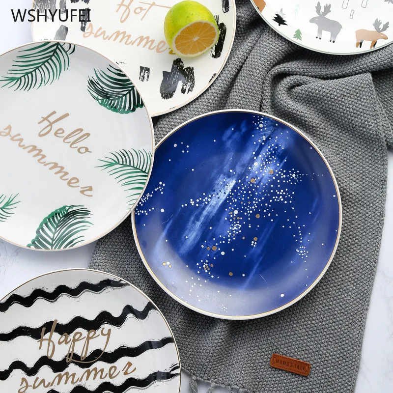 Керамическая тарелка для европейских тропических лесов фарфоровая